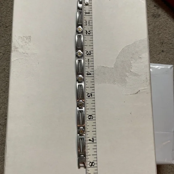 Vintage G14k Gold And Stainless Steel Men’s Bracelet 8”